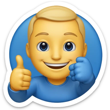 a blue emoji holding up a thumbs up gesture sticker