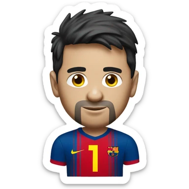 Lionel Messi with a T shirt with the colors Yellow, blue an red sticker