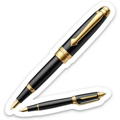 3D perspective academic premium golden luxury black Fountain Pe sticker