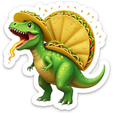 Dinosaur farting out a explosion with a taco  sticker