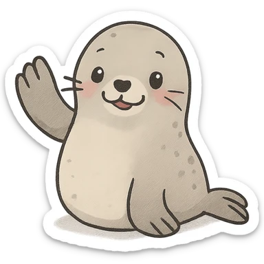 a cute seal waving its flipper sticker