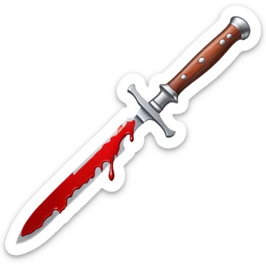 A blood dripping knife pointing diagonal, in the style of your bleeding skull art sticker