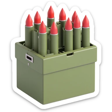 A military box filled with combat missiles sticker