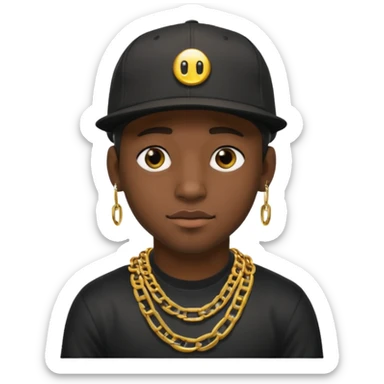 black guy with golden chains fleshtunnels and a snapback cap sticker
