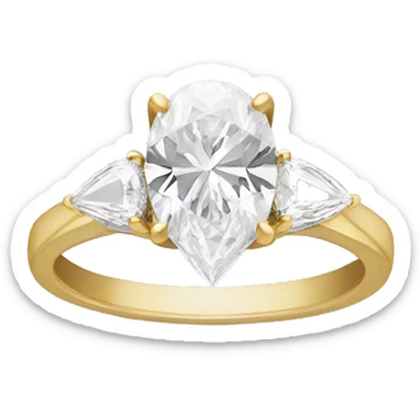 Gold oval and pear diamond engagement ring sticker