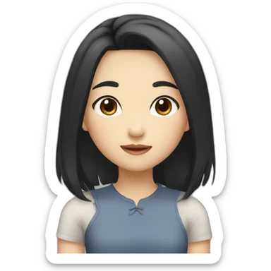cute Asian girl with black hair and brown eyes sticker