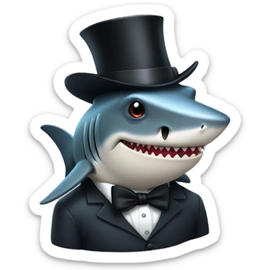Shark with a top hat sticker
