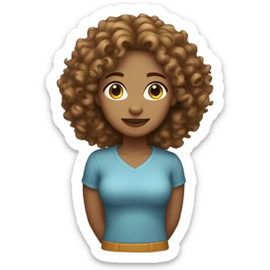 Light skin female with light brown curly hair sticker