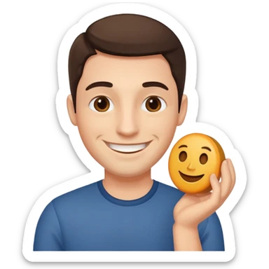 Homme tenant un 6 et un 7 sticker