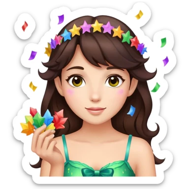 Beautiful Birthday Confetti fairy brunette sticker