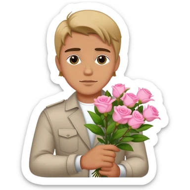 The bad boy is holding a bouquet of pink jasmine roses sticker