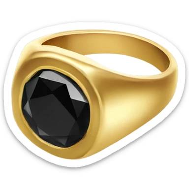 gold ring with black gem sticker
