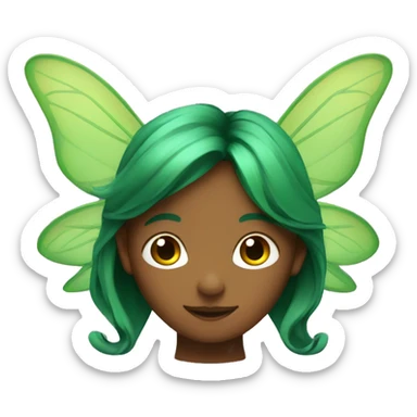 a fairy with green wings, copper long hair and brown eyes sticker