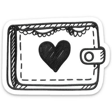 pink and black gothic wallet, sketchy, whimsical, gothic lace accents sticker