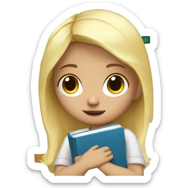 White blonde girl with her arms full of books while crying sticker