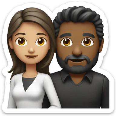 Un chico moreno con pelo negro y una chica blanca con pelo castaño sticker