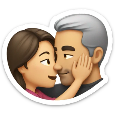 a woman whispering on a man's ear sticker