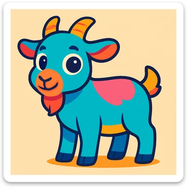 cute cartoon goat, vibrant toon style sticker