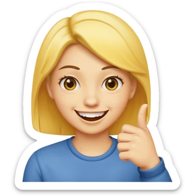 Make it a emoji yellow face (no gender) juste à face like that 😊 with a finger like that 👈 it it’s mouth like the emoji is biting it in a fliry way sticker