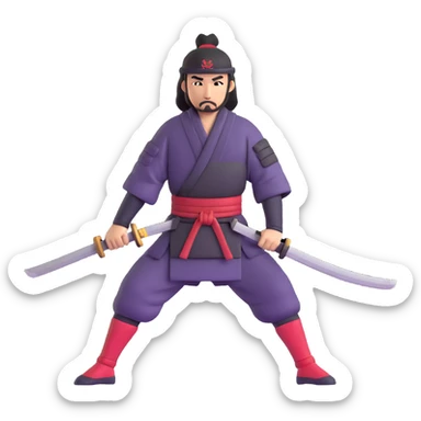 samurai warrior drawing katana sticker