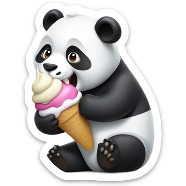 Panda eating ice cream sticker