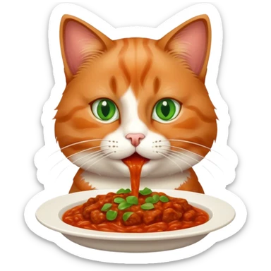 Cat eating bolognaise  sticker