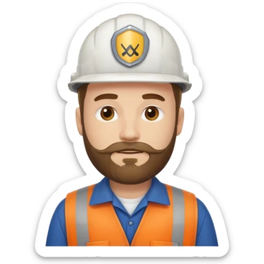 white men with beard wear worker's uniform sticker