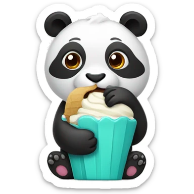 Panda eating ice cream sticker