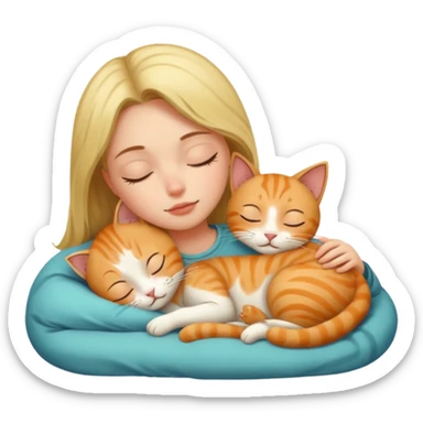 Cat and girl sleeping sticker