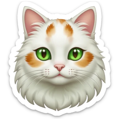 Gato blanco con manchas cafés y ojos verdes  sticker