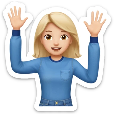 A Girl jumping up and down excited and waving sticker