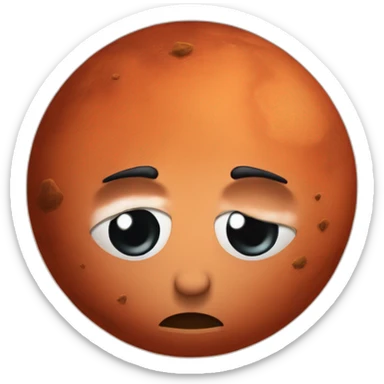 the planet mars with frowning eyebrows sticker