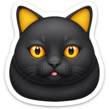 Un gato negro gordito con los ojos de color amarillos sentado sticker