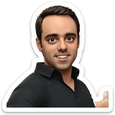 smiling boy in black shirt sticker