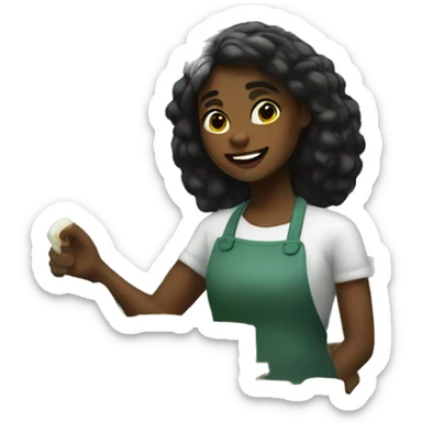 girl working in lush, selling soap sticker