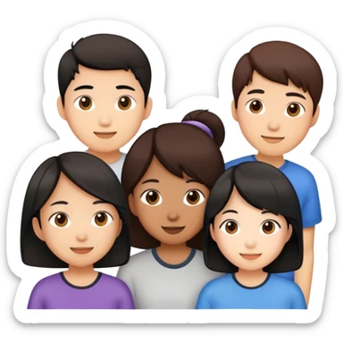 five asian students chatting sticker