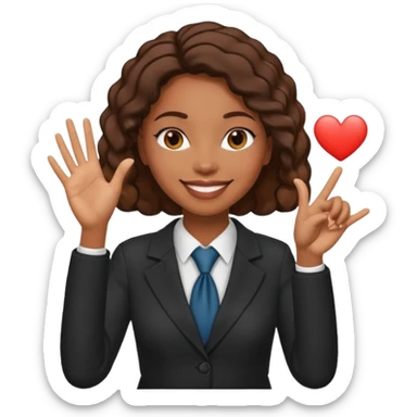 Black woman lawyer making hand hearts sticker