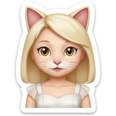Kedi kız elbise beyaz 

 sticker