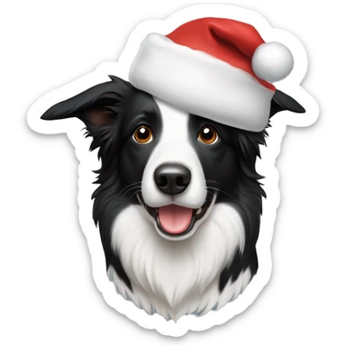 Border collie with Santa hat  sticker