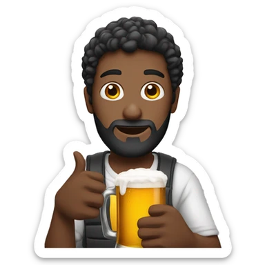 Man with sisha and holding beer sticker