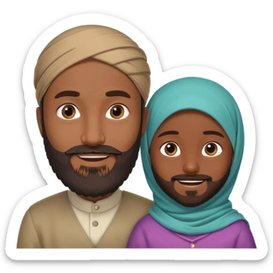 Make a Muslim man with a 6 year old girl wearing a hijab sticker