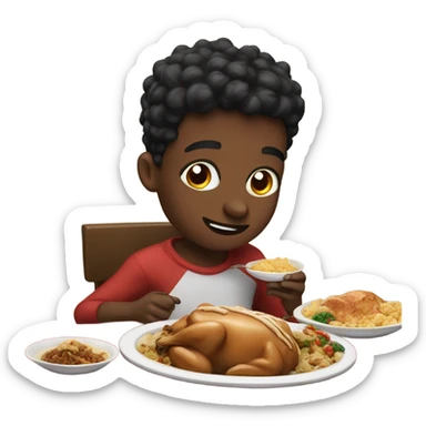 boys enjoying christmas feast fud  sticker