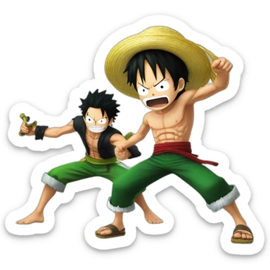 Luffy and Zoro fight sticker