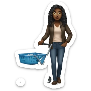 Dark haired black woman with walker sticker