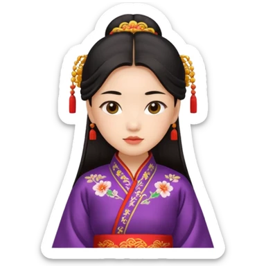 Asian girl wearing traditional Chinese clothes sticker