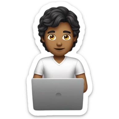 male Programmer with black hairworking on laptop sticker