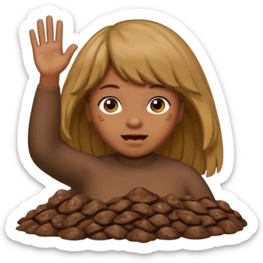 poop wearing a wig and waving hi while pooping sticker