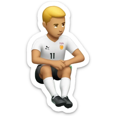 soccer player sitting down holding his knee- isometric view sticker