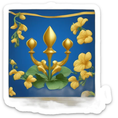 drapeau avec deux rectangles représentent les fleurs de lys d'or sur fond bleu et un dauphin dans les deux autres rectangles au fond doré. sticker