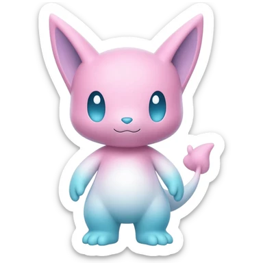 Cute cool kawaii pink-white-blue-gradient fakemon-digimon-creature sticker